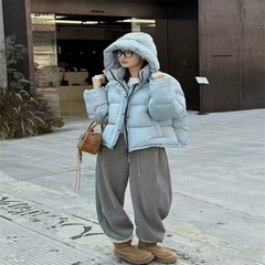 欧货短款羽绒服女90白鸭绒宽松加厚保暖抗寒时尚面包外套潮2025新