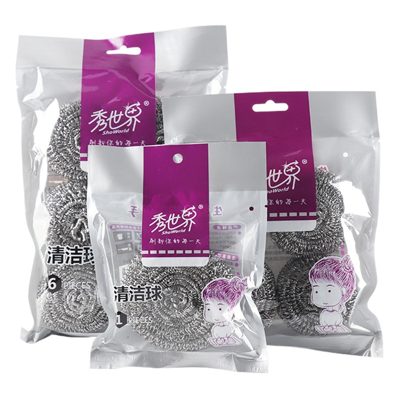 Bola de limpieza de alambre de acero, bola de limpieza de acero inoxidable grande, cepillo para ollas, limpieza de cocina, hogar, comercio exterior, fabricante mayorista