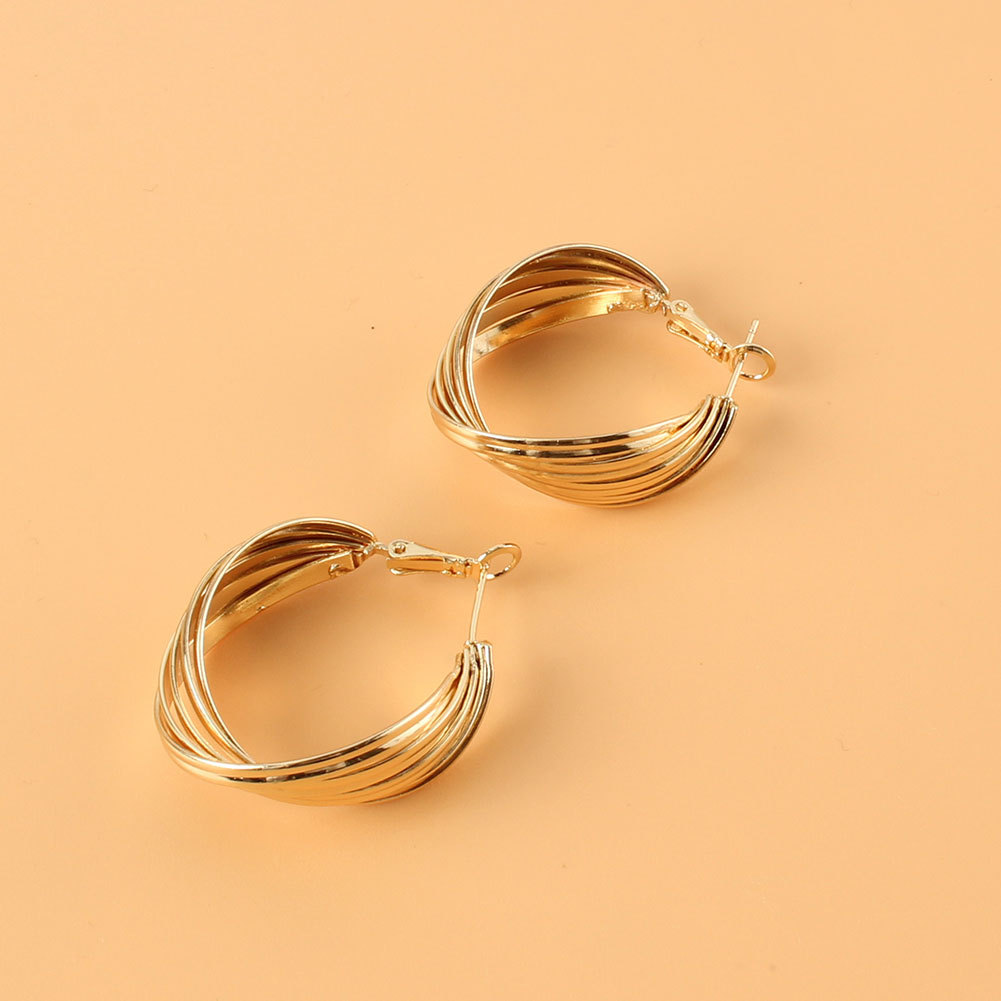 Simple Alloy Geometric Winding Small Earrings Wholesale Jewelry Nihaojewelry display picture 5