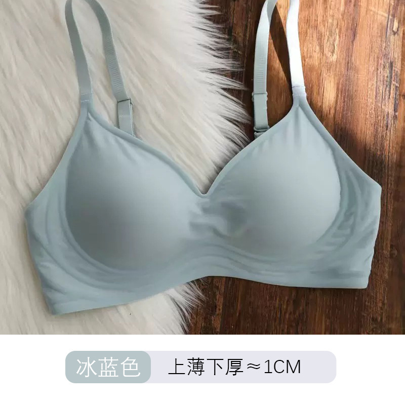 オリジナルミルクアイスシルクシームレスノンワイヤーブラジャー、女性用、大きな胸を小さく見せる3Dソフトサポートブラ、夏用薄型|undefined