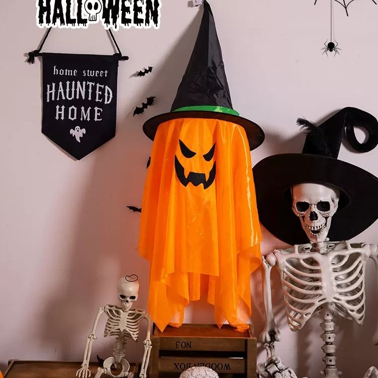 Halloween decoración luminosa gran fantasma fiesta decoración suministros fiesta cráneo estante calabaza atmósfera diseño transfronterizo