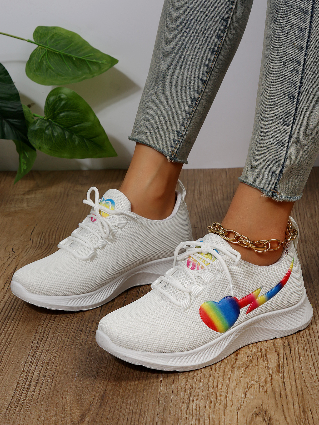 Love Rainbow Fly flache Laufschuhe aus Mesh mit Schnürung_voghion.com