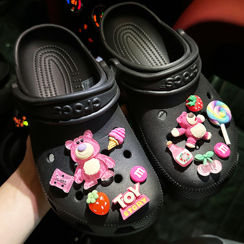 Strawberry Bear Series Crocs Accessories Shoe Flower Cross Decorative Buckle Accessories Shoe Buckle