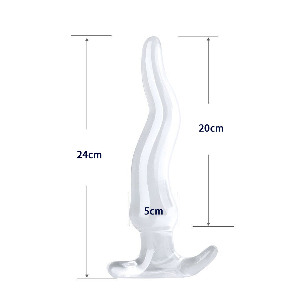 Transparent Oversized Anal Plug, TPE Rear Massager for Adults, White Crystal Finish — detail image 2