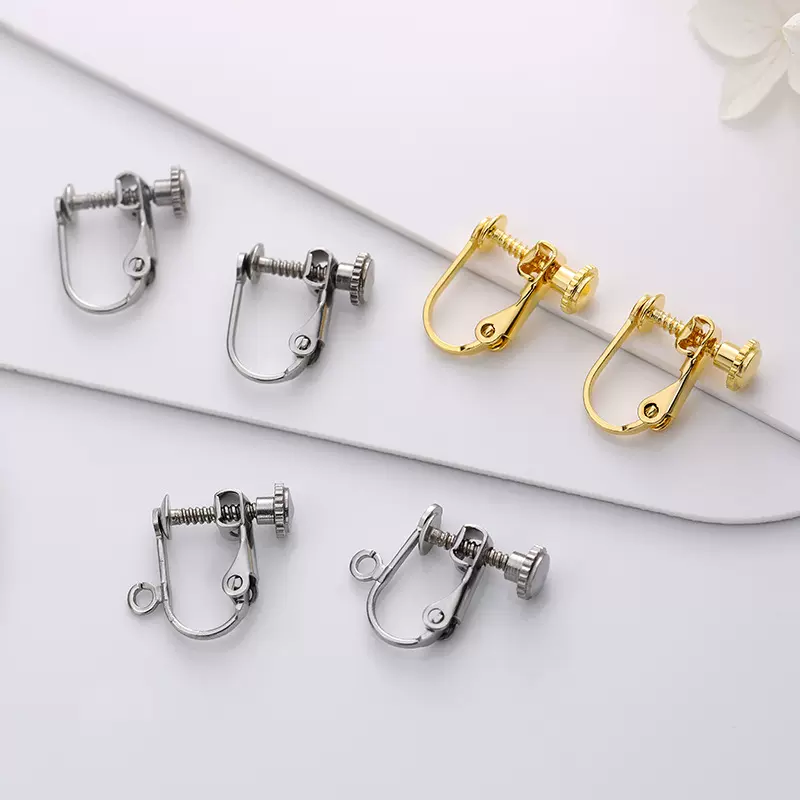 耳饰批发3mm平头螺丝耳夹无耳洞饰品316不锈钢可粘耳环耳夹转换器