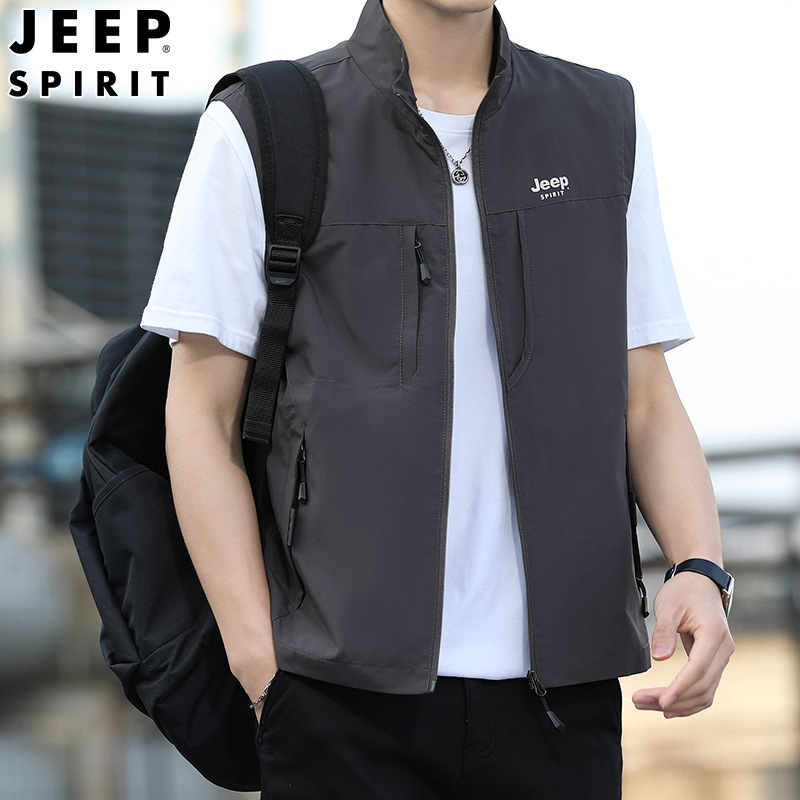 Jeepspirit Spring Men's Quick-Drying Vest Vest Outerwear Casual Stand-Up Collar Outdoor Sports 8570 Jeepspirit Spring Men's Quick-Drying Vest Vest Outerwear Casual Stand-Up Collar Outdoor Sports 8570