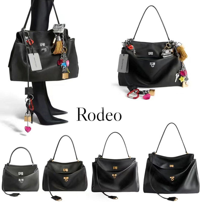 Paris New Rodeo Kelly Bag Soft Cowhide Large Capacity Tote Bag Neutral Style Fashionable Single Shoulder Underarm Large Bag