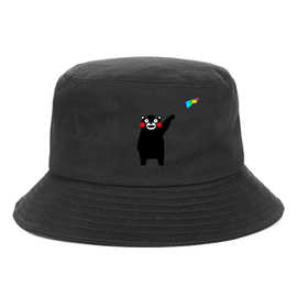 跨境 动漫熊本熊渔夫帽男女运动遮阳帽印花户外运动盆帽 代发