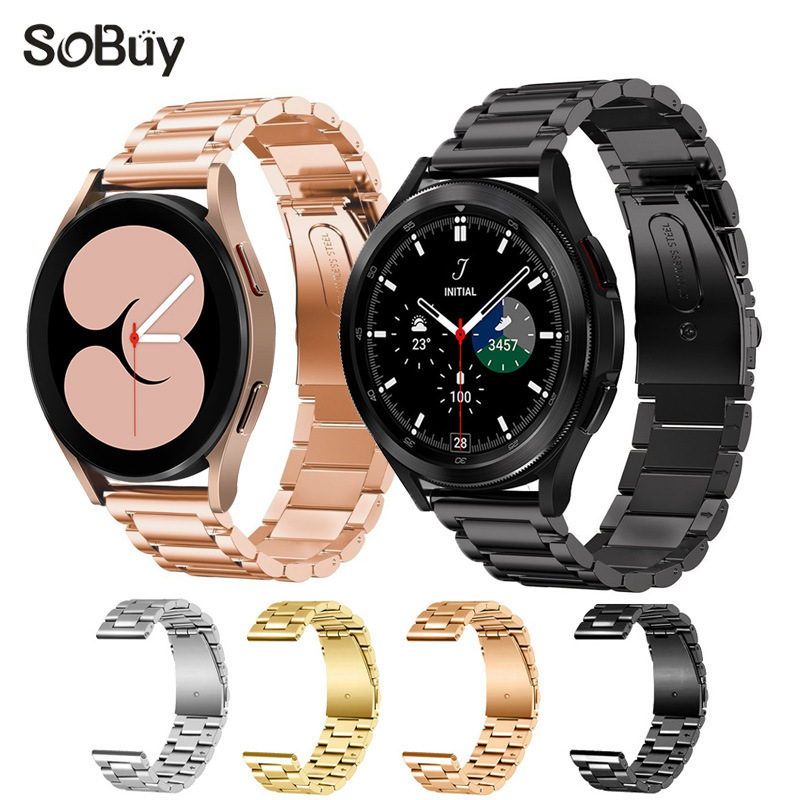 Suitable for Samsung Galaxy Watch 4/5/6 Generation Huami Strap Smart Watch Three-Bead Stainless Steel Strap
