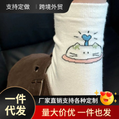 Ins韓国版春と秋のかかとの線の漫画のかわいい子猫の朝の秋の金は靴下の子供の中で靴下の学生を積みます。