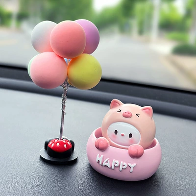 Car Interior Accessories, Internet Celebrity | Car ornaments - pink-piggy-single-mini-colorful-balloon-ornament