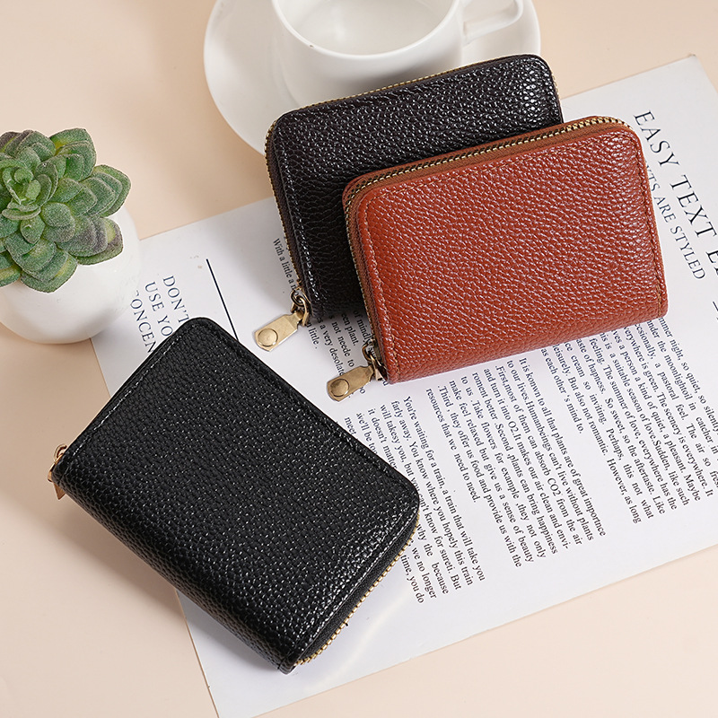 Tarjetero para hombre de patrón lychee, estilo coreano clásico, cartera estudiantil y de negocios