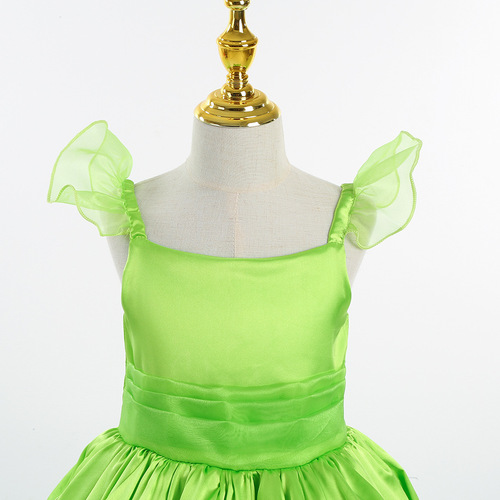 Children's Day Halloween Role-Playing Green Flower Fairy Tinkerbell Dress Elf Princess Dress One Piece