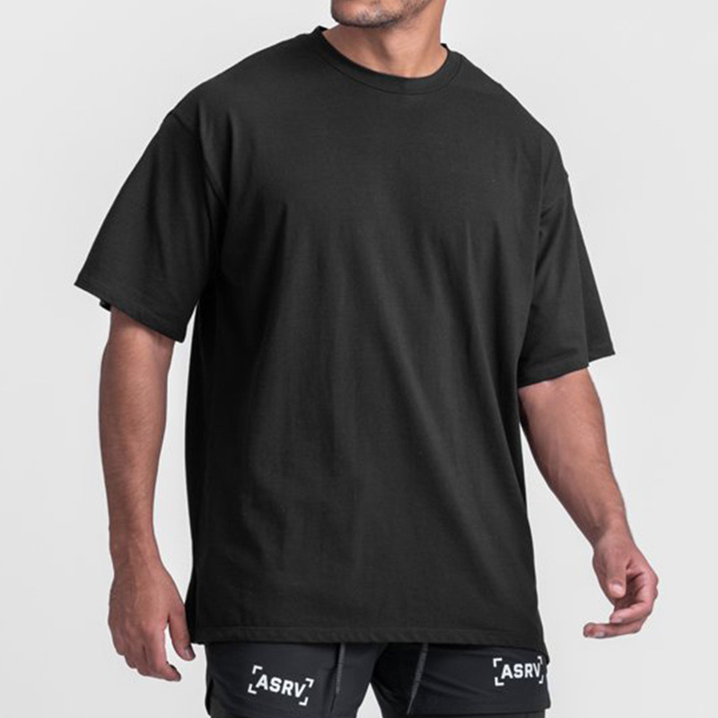 Asrv Men's Summer Men's T-Shirt American Style Youth Loose-Fitting Off-Shoulder Short-Sleeved Men's T-Shirt Quick-Drying Breathable Base Layer Shirt