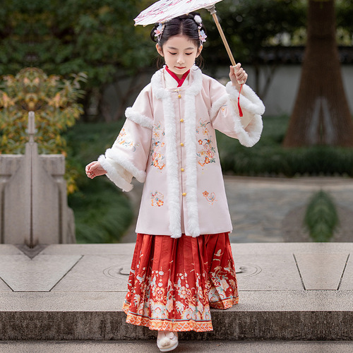 Girl Hanfu Winter New Year Eve ClothingGirls chinese princess winter hanfu tang suit 