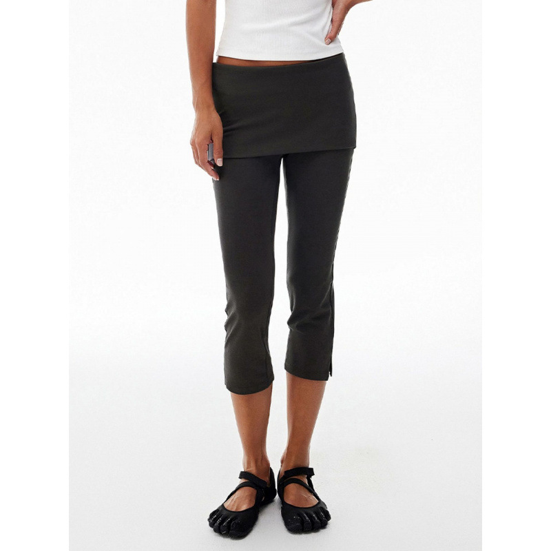 American-style hot girl butt-lifting design, fitness yoga capri pants for women, elastic, slimming, and with a sporty slit