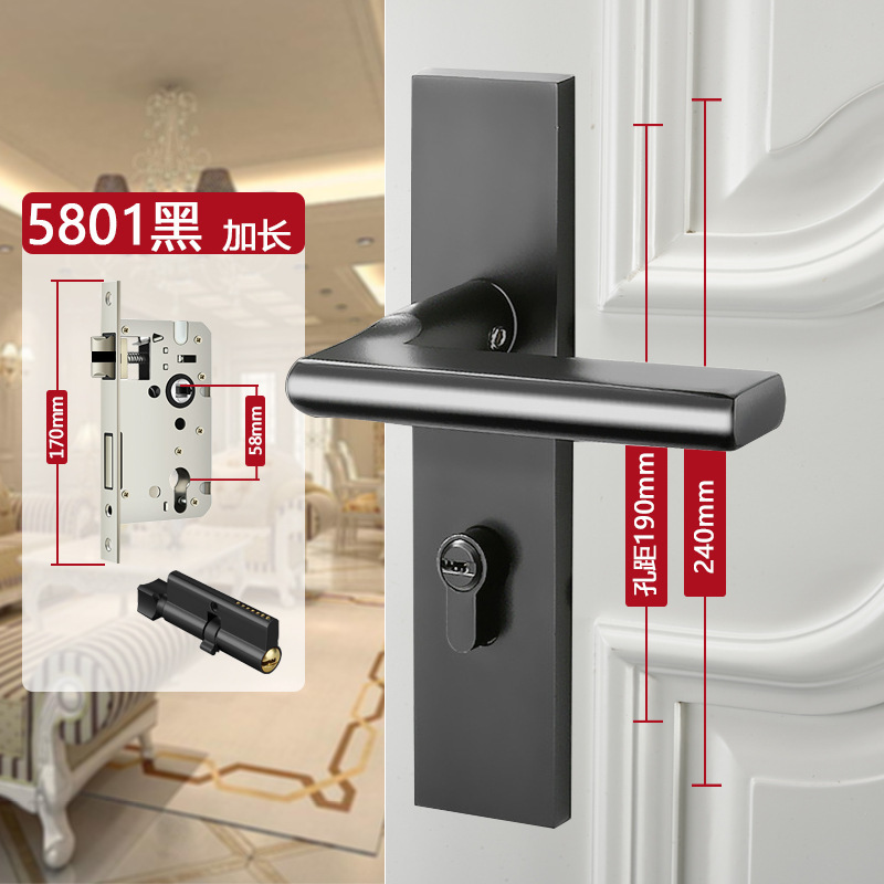 ロック卸売ステンレス鋼調節可能なドアロック家庭用ユニバーサル屋内寝室木製ドアロック古いドア交換ロック黒|undefined