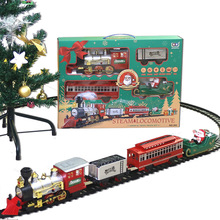 跨境直供圣诞电动冒烟轨道车小火车玩具 儿童电动小汽车玩具外贸