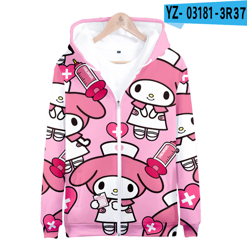 New Amazon Cross-Border Kuromi-Mody-Frog Autumn and Winter Zipper Cardigan Sweatshirt 3D Printing European and American