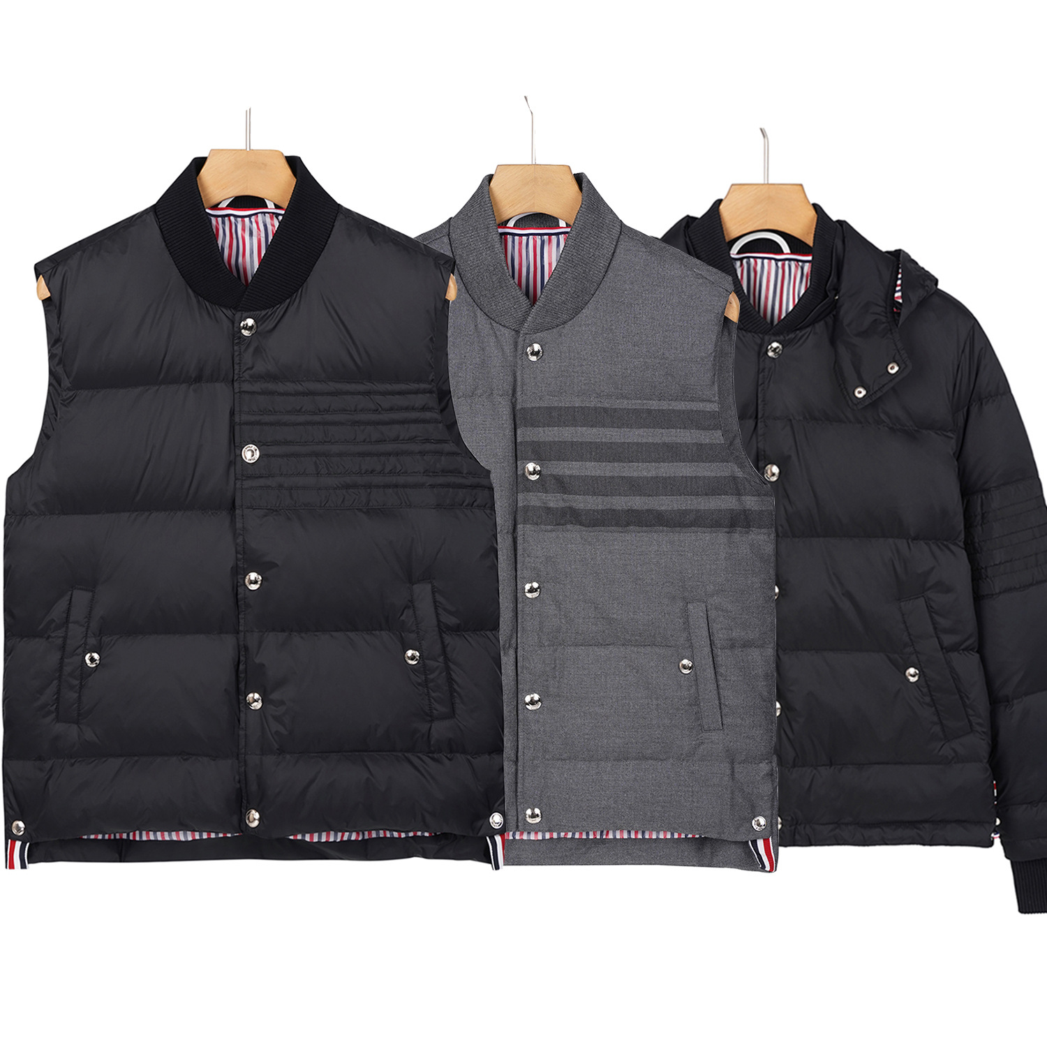 2026 New TB Down Jacket, Korean Style, Hooded, Button-Down Jacket