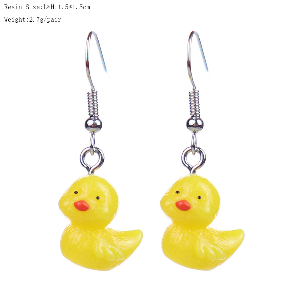 1 Pair Cartoon Style Cute Duck Plastic Drop Earrings display picture 10