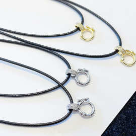 高档蜡皮绳吊坠绳佛牌项链锁骨链45厘米精致925银款万能扣挂绳批