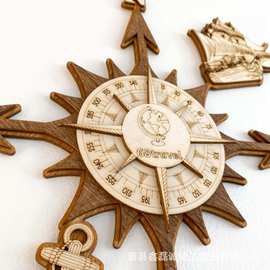 跨境木质罗盘挂件激光切割指南针挂件家用壁挂式装饰品木质工艺品