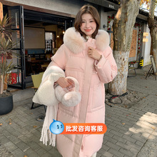 十三行平湖白鸭绒羽绒服女高级感中长款冬季外套折扣女装尾货批发