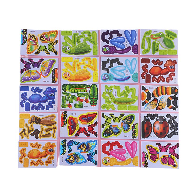 Papel DE LOS NIÑOS rompecabezas de insectos tridimensional juguetes educativos hechos a mano DIY rompecabezas juguetes Kindergarten Regalos Al Por Mayor