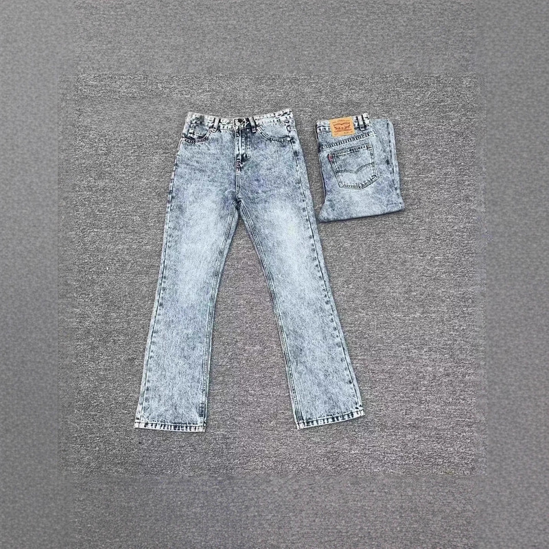 Marble Pattern 517 Clean Fit Straight-Leg Flared Jeans for Men and Women, Snowflake Pattern, Versatile for Commuting