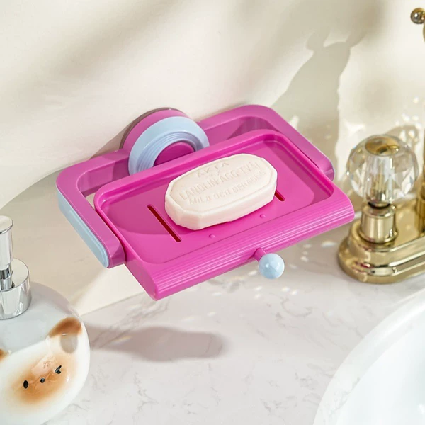 [Powder Blue] Rotating Suction Cup Soap Dish