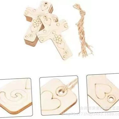 Новые деревянные ремесла украшения DIY пустой крест моделирования фестиваль листинга щепы оптом