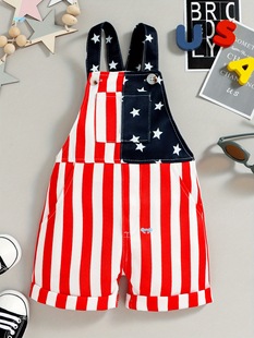 American Flag Overalls for Baby Girl 4Th of July Outfits Cross-Border