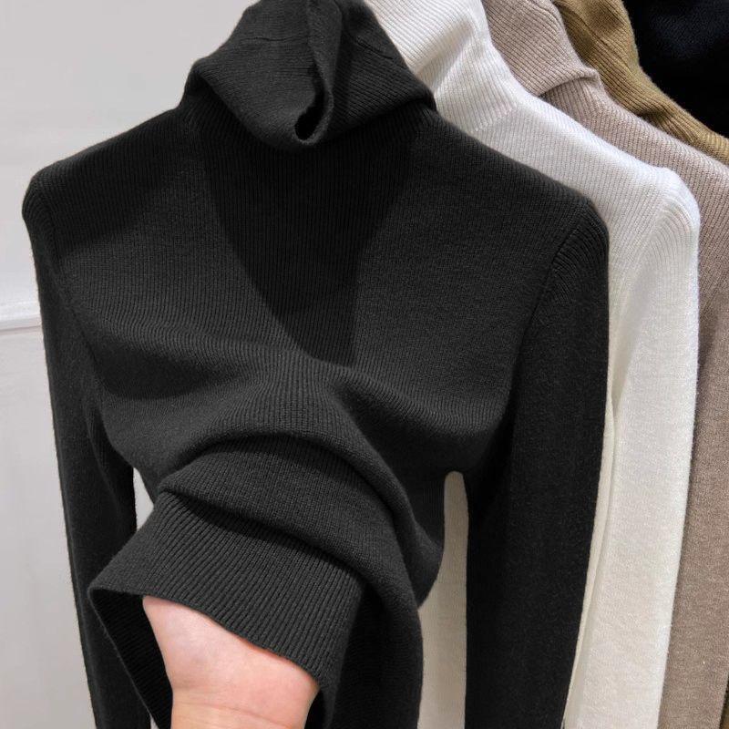 Pile collar bottoming shirt for women slimming autumn and winter New style inner sweater turtleneck top slim pullover soft glutinous sweater Pile collar bottoming shirt for women slimming autumn and winter New style inner sweater turtleneck top slim pullover soft glutinous sweater