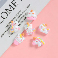 かわいいアニメの明るいユニコーン樹脂部品手作りクリームヘアピン携帯電話ケースアクセサリー材料
