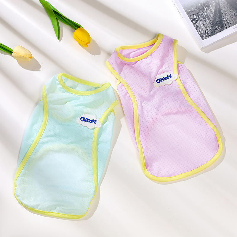 Spring and summer dog solid color two-legged vest cat milk dog puppy teddy cup small dog cool feeling ice vest