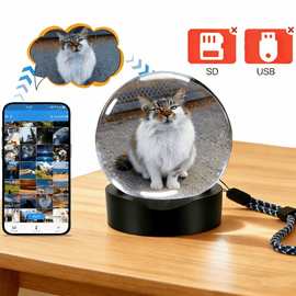 节日礼品水晶球播放器无线WiFi连接传输4G内存图片视频音乐播放器