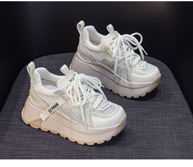 Giày sneaker nữ đế dày lưới thoáng khí phong cách retro — Xám 5066, Be 5066, Hồng đào 5066 chi tiết 22