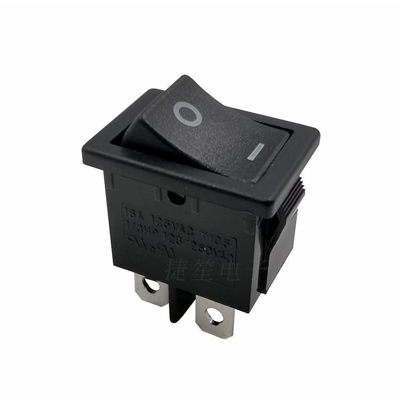 方形船型开关 黑色两档四脚不带灯 尺寸21*15 翘板开关AC电源开关