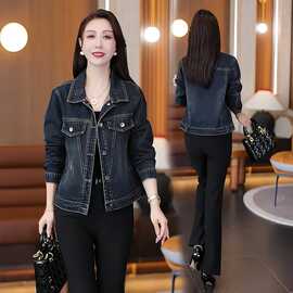时髦牛仔外套女短款2026新款春秋港风美式复古设计感夹克长袖上衣