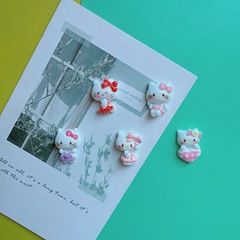 亮面俏皮可爱裙子kitty猫diy奶油胶饰品发夹咕卡贴片鞋扣树脂配件
