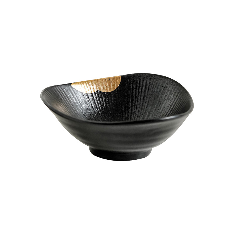 Wuskin Moyu Vajilla Tazón de arroz Tazón de salsa Tazón de sopa Tazón de fideos Tazón para el hogar Restaurante Tazón de ensalada Tazón de comedor irregular de oro