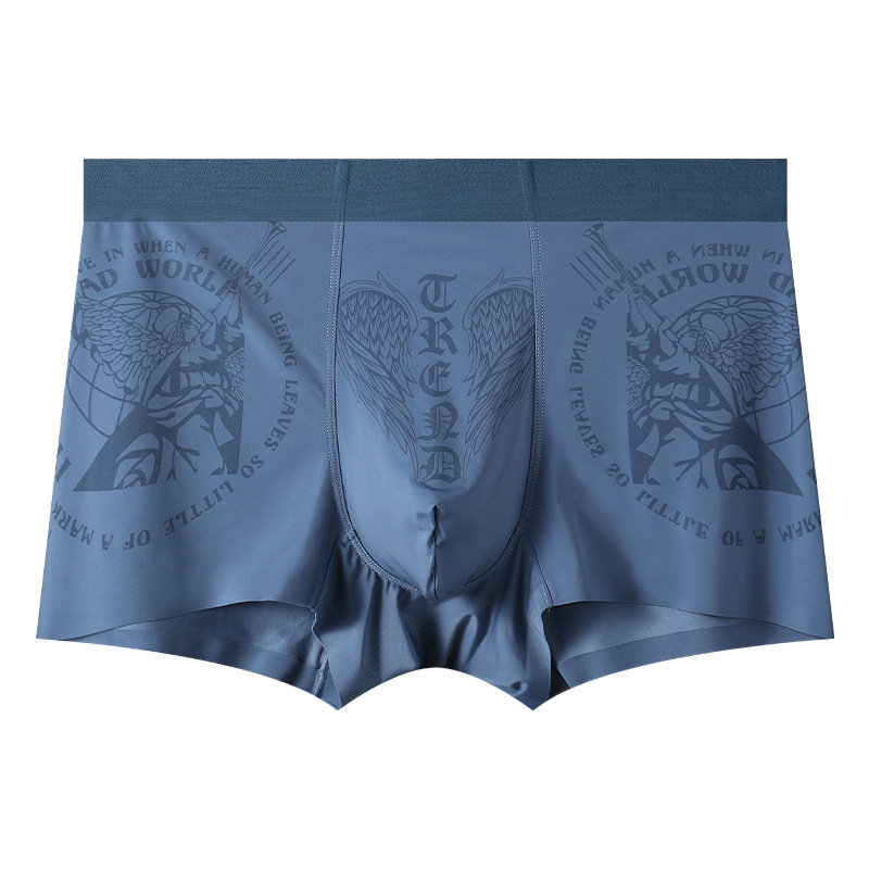 Calzoncillos de seda de hielo para hombre, calzoncillos bóxer de tendencia de primavera 7A, antibacteriano, transpirable y cómodo, calzoncillos deportivos sueltos de cintura media