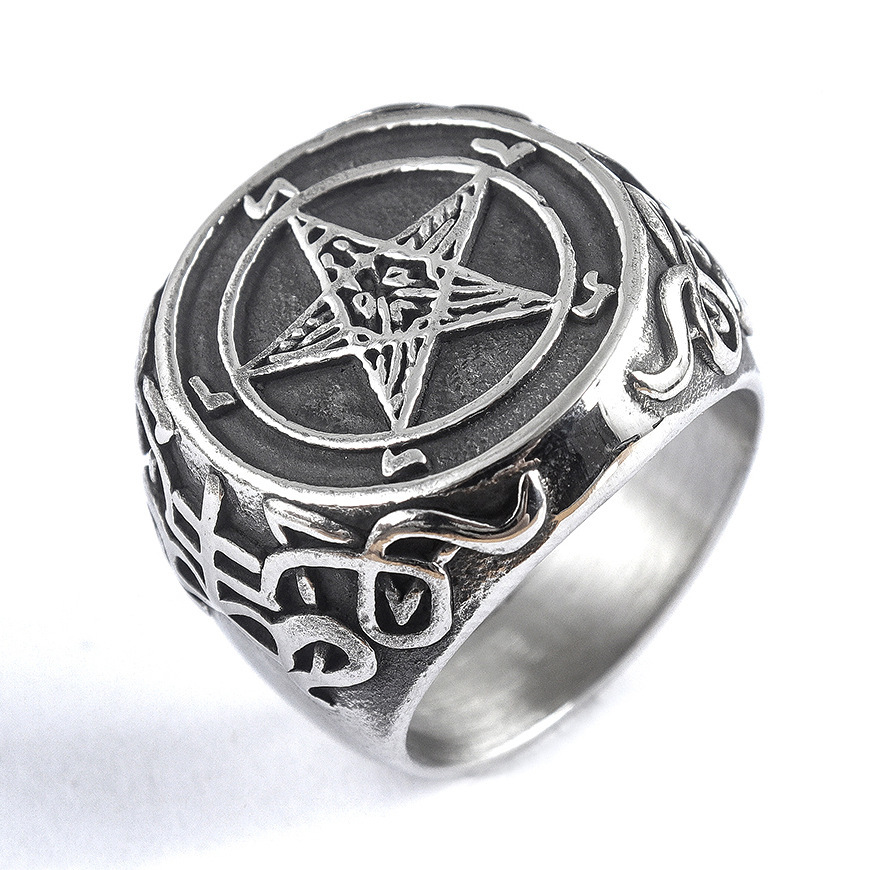 Men's Fashion Satanic Demon Goat Head Ring Image 5