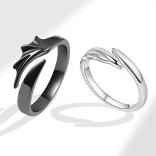 亚马逊新品天使与恶魔情侣戒指 男女组合款情侣对戒简约戒指套装