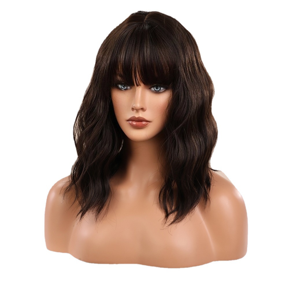 Peluca de estilo europeo y americano, cabello corto para mujer, cabello rizado, moda, nuevo estilo, casco completo, reducción de edad, cabeza de onda, peluca, casco, wigs