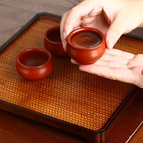 Tea cup wholesale engraved Yixing raw ore purple sand tea cup segment mud open small cup 45ml master cup