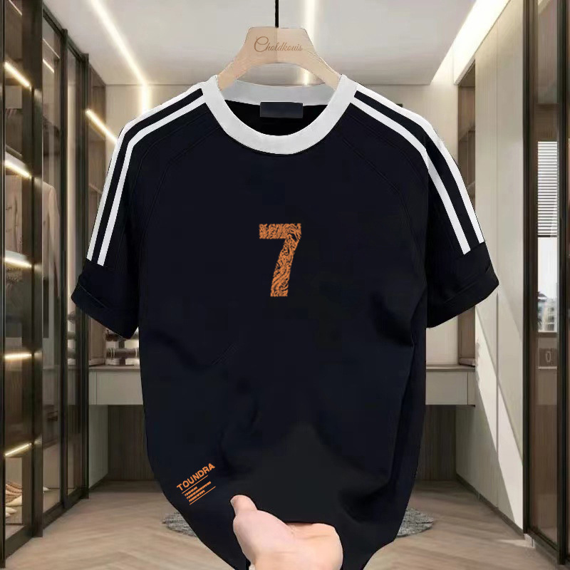 T-shirt uomo in cotone pesante con tre strisce stile estivo_voghion.com