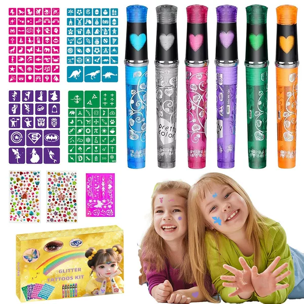 Cross-border children's cartoon glitter powder tattoo suit semi-permanent temporary tattoo suit stage performance glitter powder outfit