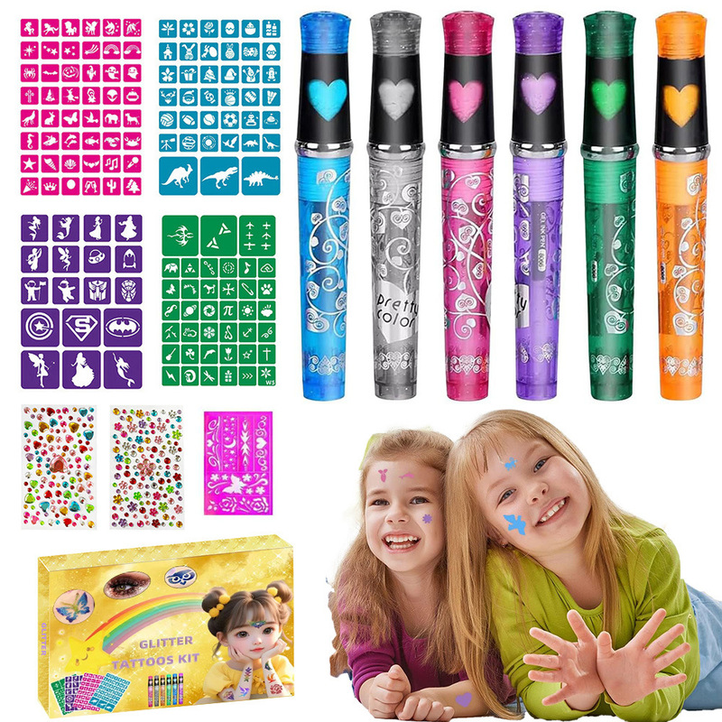 Cross-border children's cartoon glitter powder tattoo suit semi-permanent temporary tattoo suit stage performance glitter powder outfit